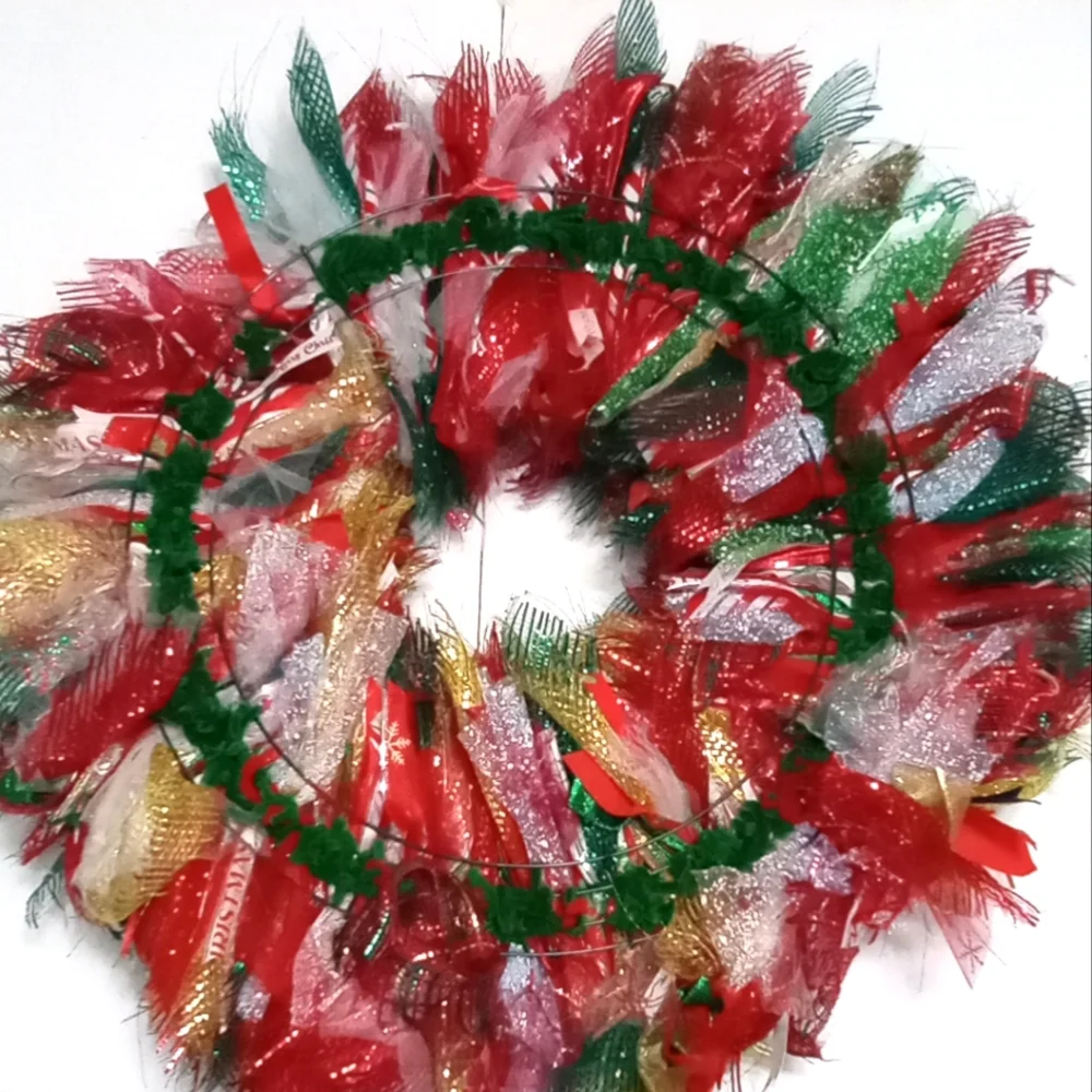 New! Christmas Holidays Large Door Wreath Ribbons Full & Fluffy Size 24